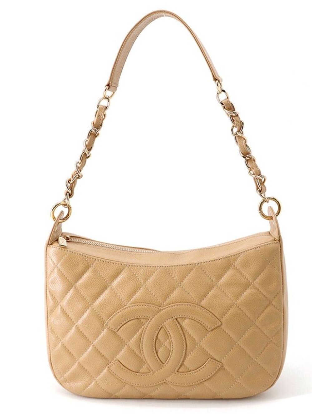 Chanel Chain Shoulder Bag Quilted CC Logo Caviar Leather
